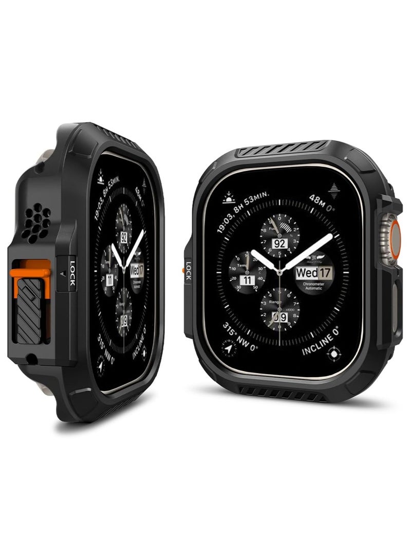 Spigen Lock Fit Apple Watch Ultra 3 /2/1 Case with Secure Locking System Cover 49mm - Black - Image 1